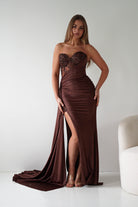 Oh Hello Clothing Dresses > Prom Dresses Lavelle Glitter Bodycon Gown | Brown