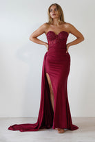 Lavelle Glitter Bodycon Gown | Burgundy | Debs & Prom | Formal Gown | Oh Hello Clothing