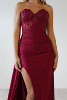 Lavelle Glitter Bodycon Gown | Burgundy | Debs & Prom | Formal Gown | Oh Hello Clothing