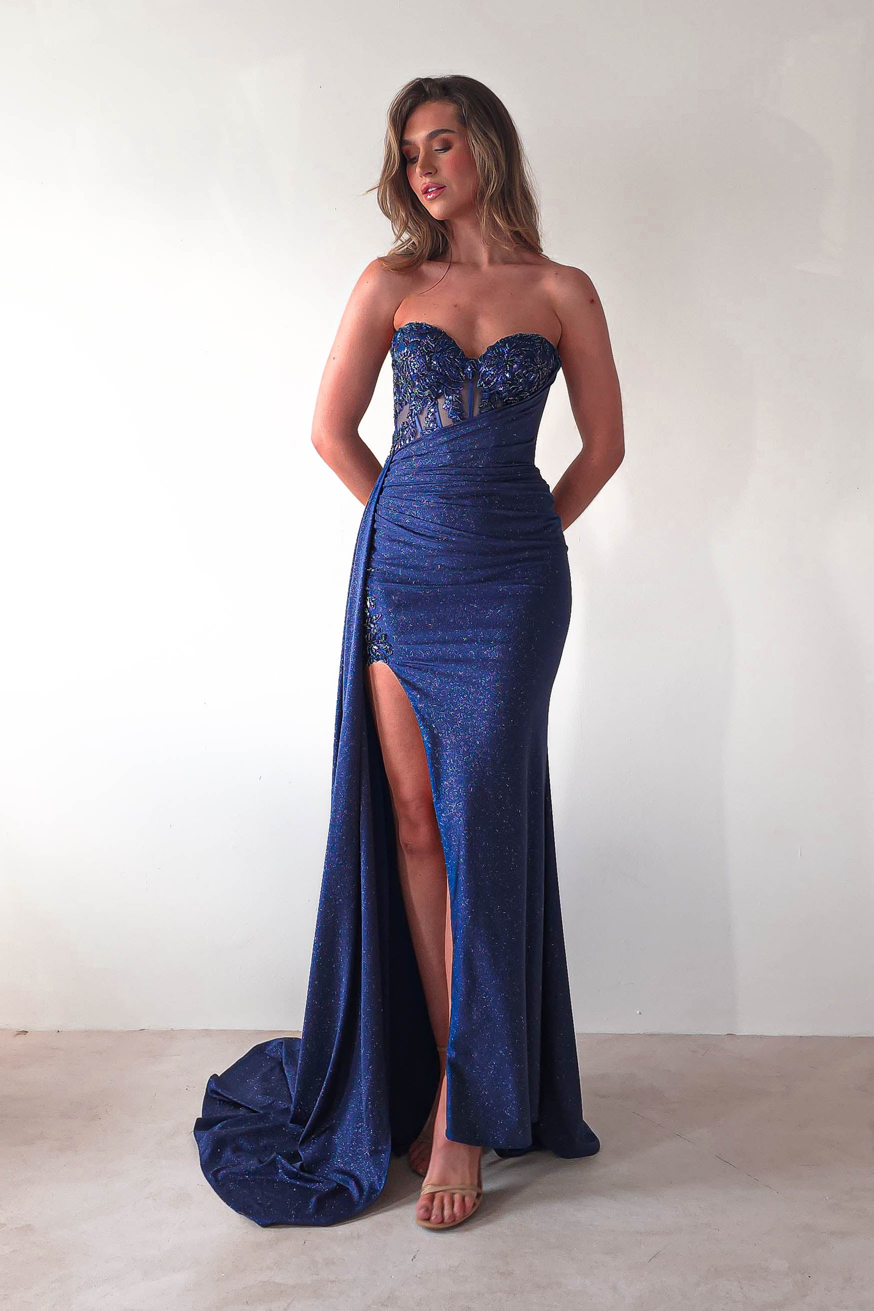 Lavelle Glitter Bodycon Gown | Navy | Debs & Prom | Formal Gown | Oh Hello Clothing