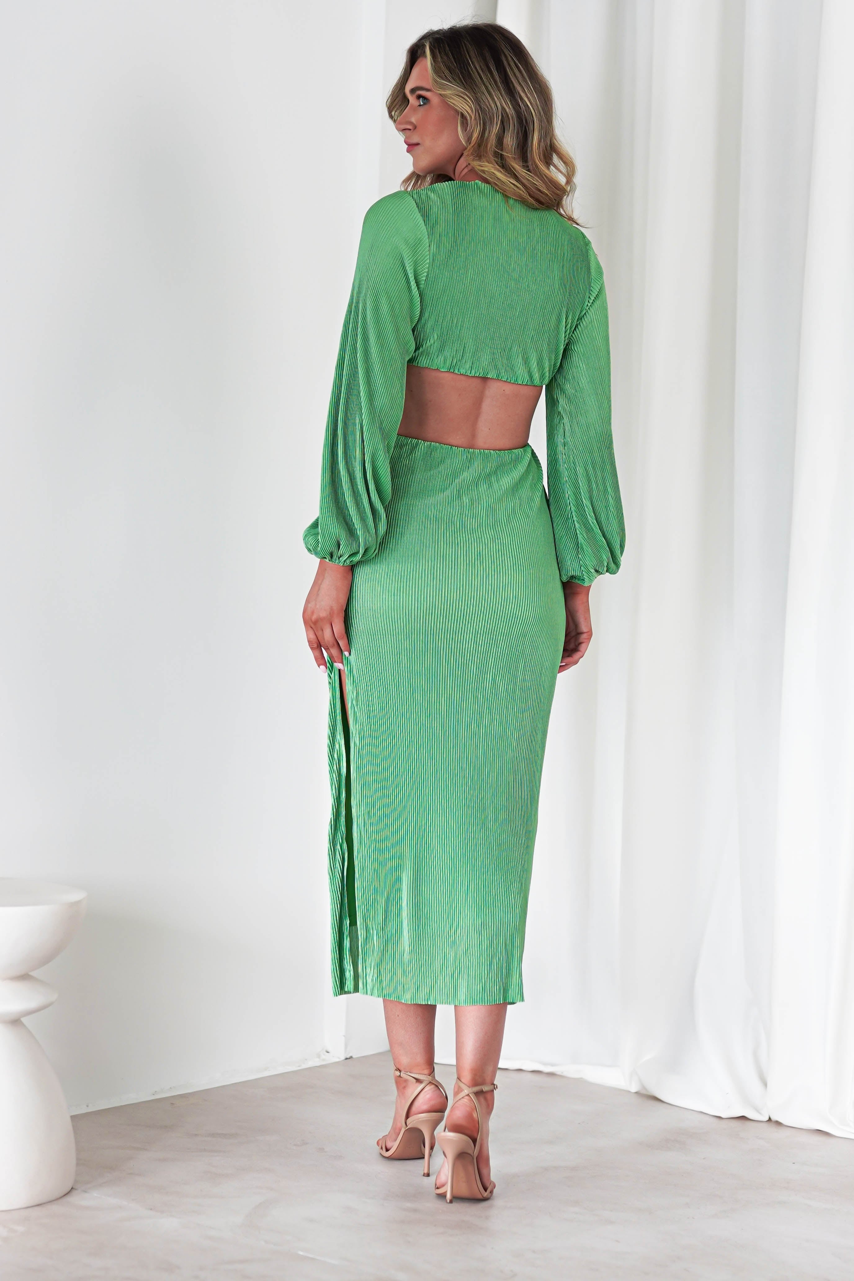 Lennon Ribbed Cut Out Maxi Dress Green | Wedding Guest Dress | Maxi | Oh Hello Clothing