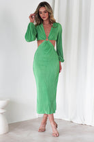 Lennon Ribbed Cut Out Maxi Dress Green | Wedding Guest Dress | Maxi | Oh Hello Clothing