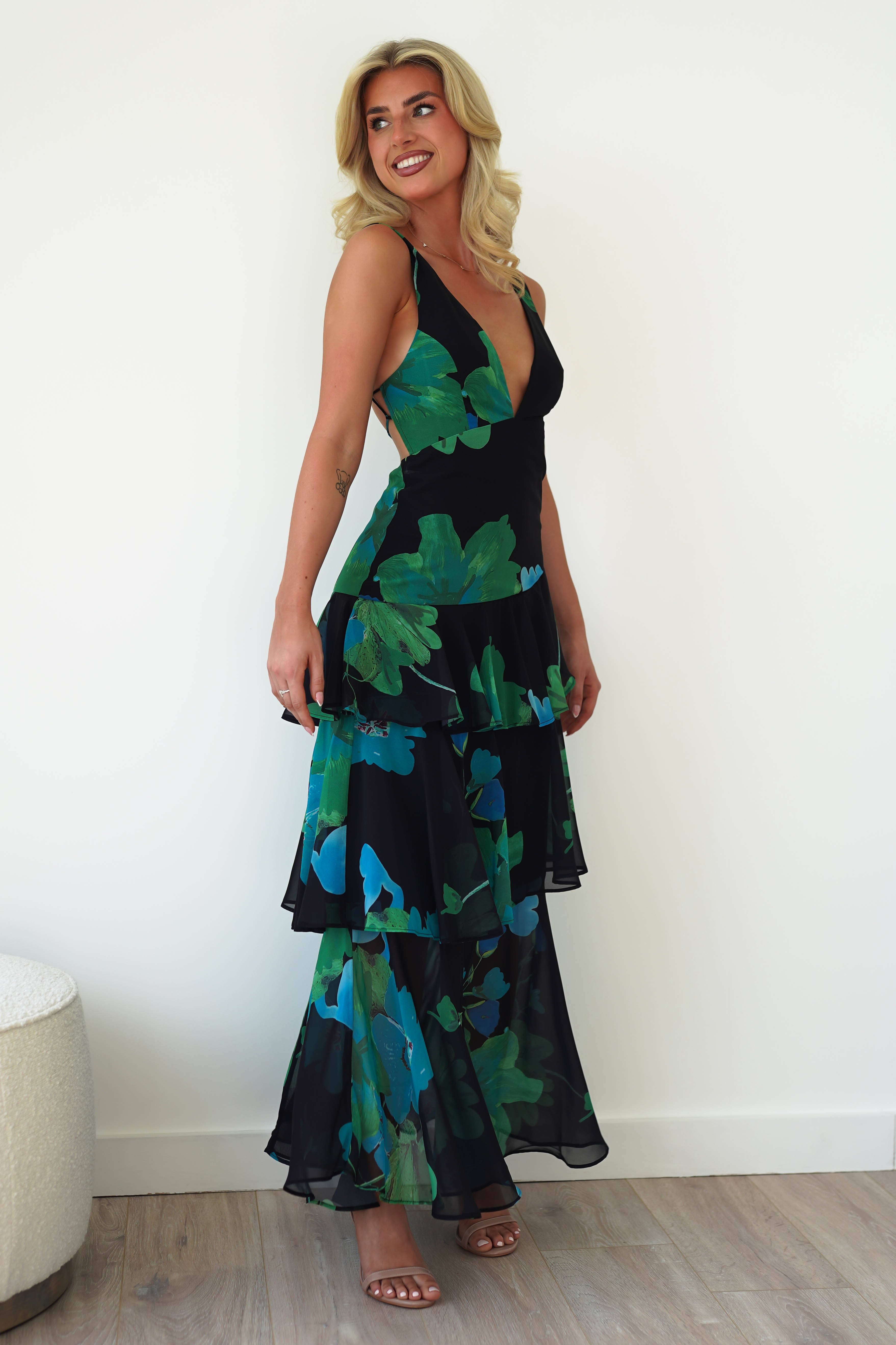 Lenora Floral Print Maxi Dress Black Print | Wedding Guest Dress | Maxi | Oh Hello Clothing