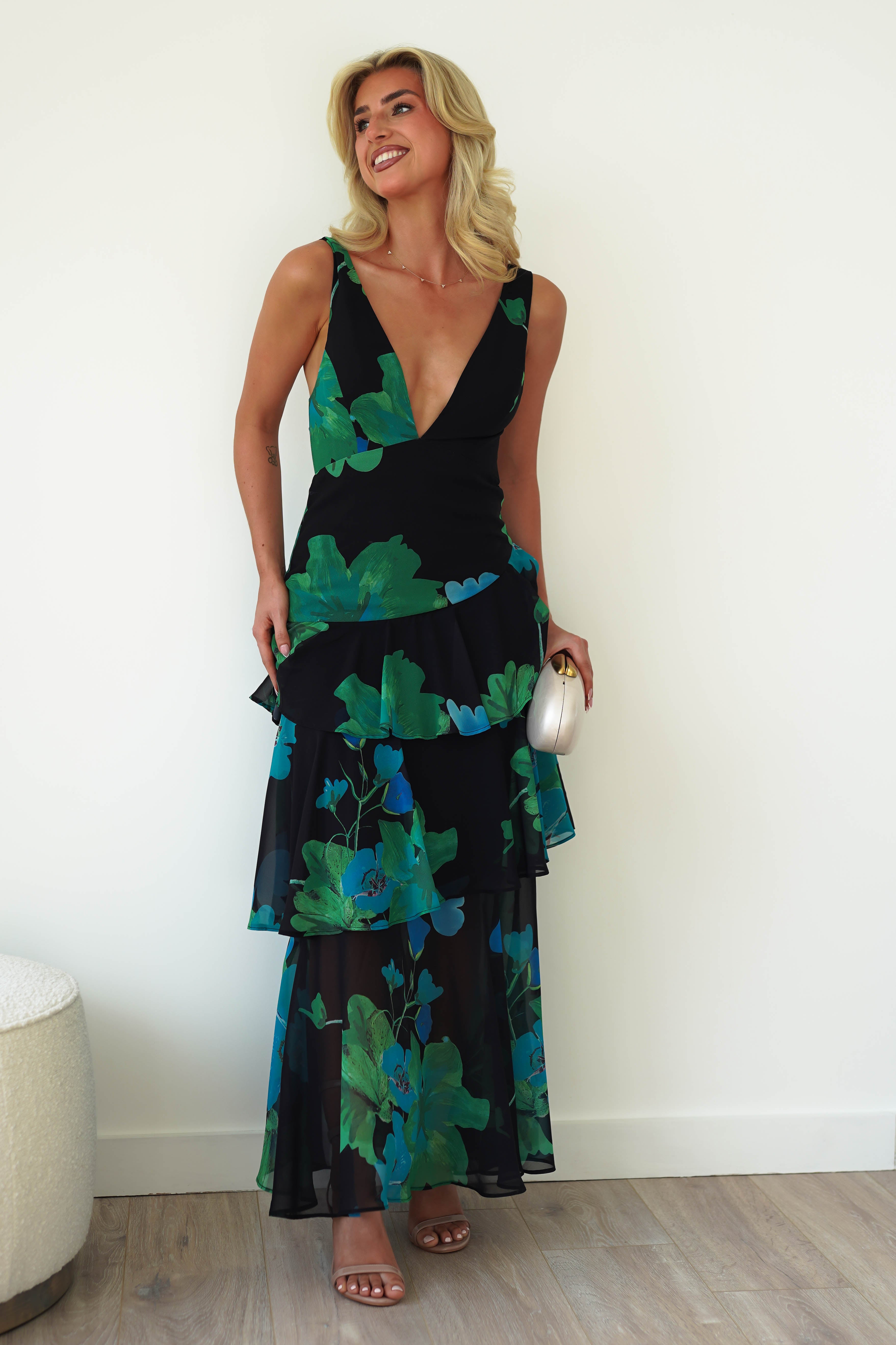 Lenora Floral Print Maxi Dress Black Print | Wedding Guest Dress | Maxi | Oh Hello Clothing