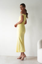 Libra Bodycon Maxi Dress Yellow | Wedding Guest Dress | Bodycon | Maxi | Oh Hello Clothing