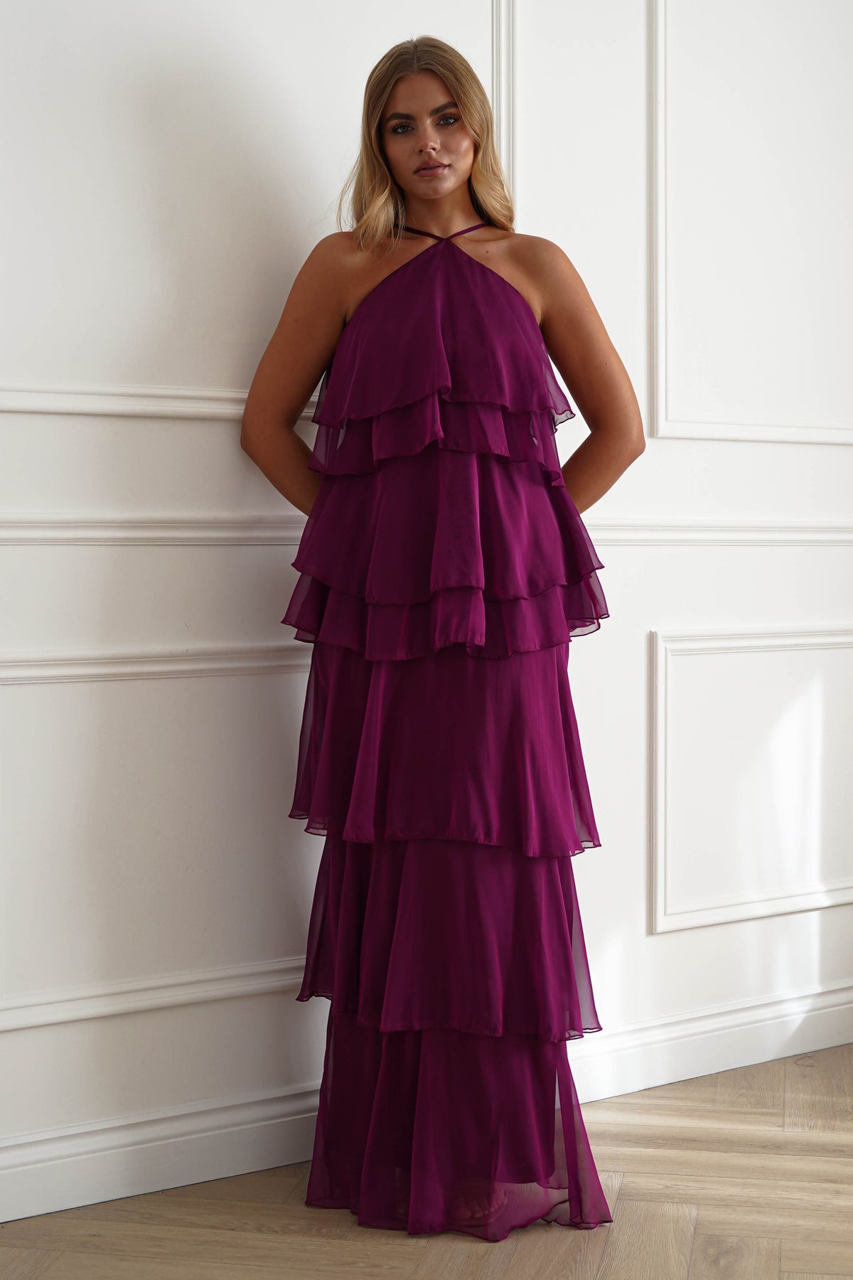 Oh Hello Clothing Women > Clothing > Dresses Liora Soft Ruffle Maxi Dress | Plum