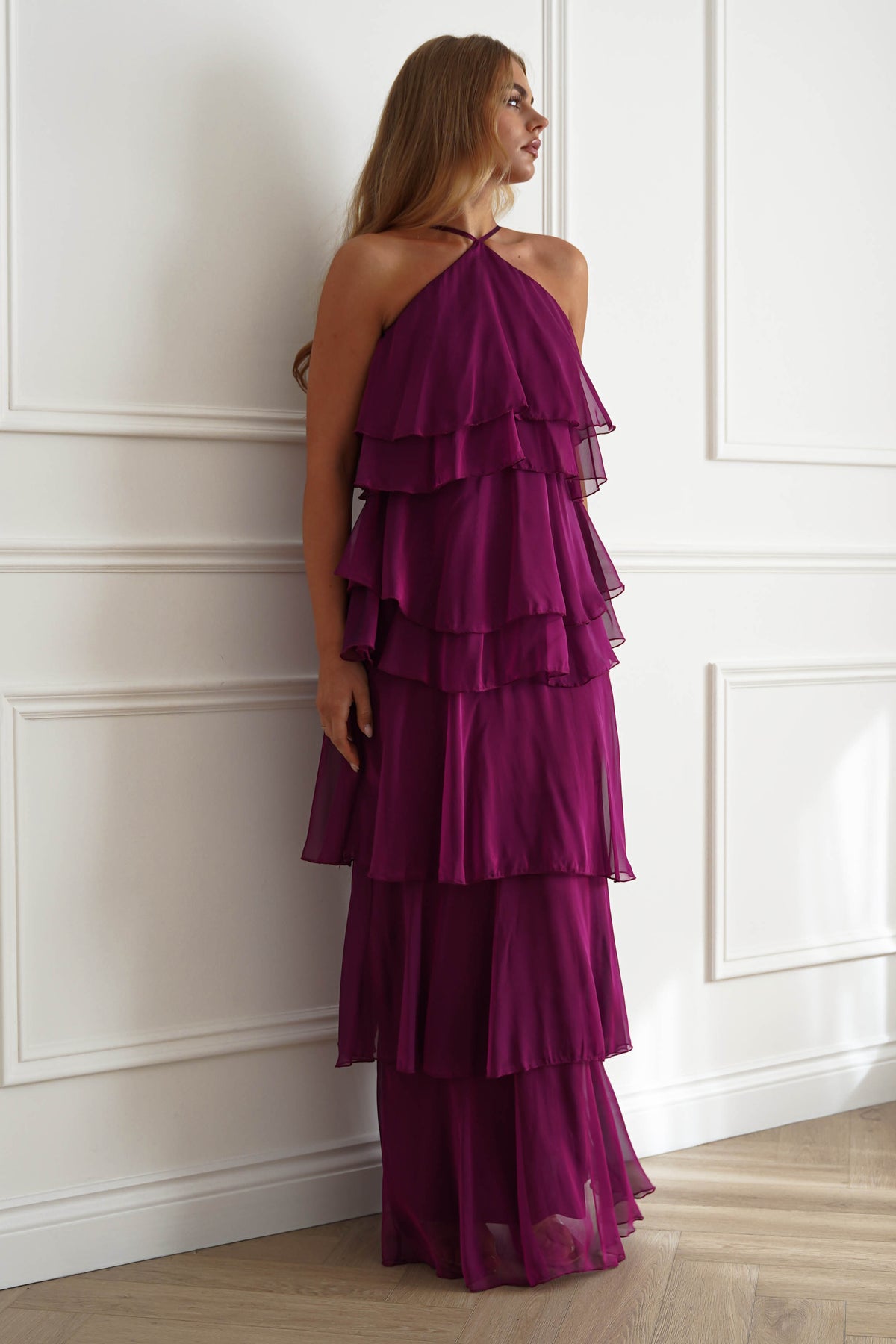 Oh Hello Clothing Women > Clothing > Dresses Liora Soft Ruffle Maxi Dress | Plum