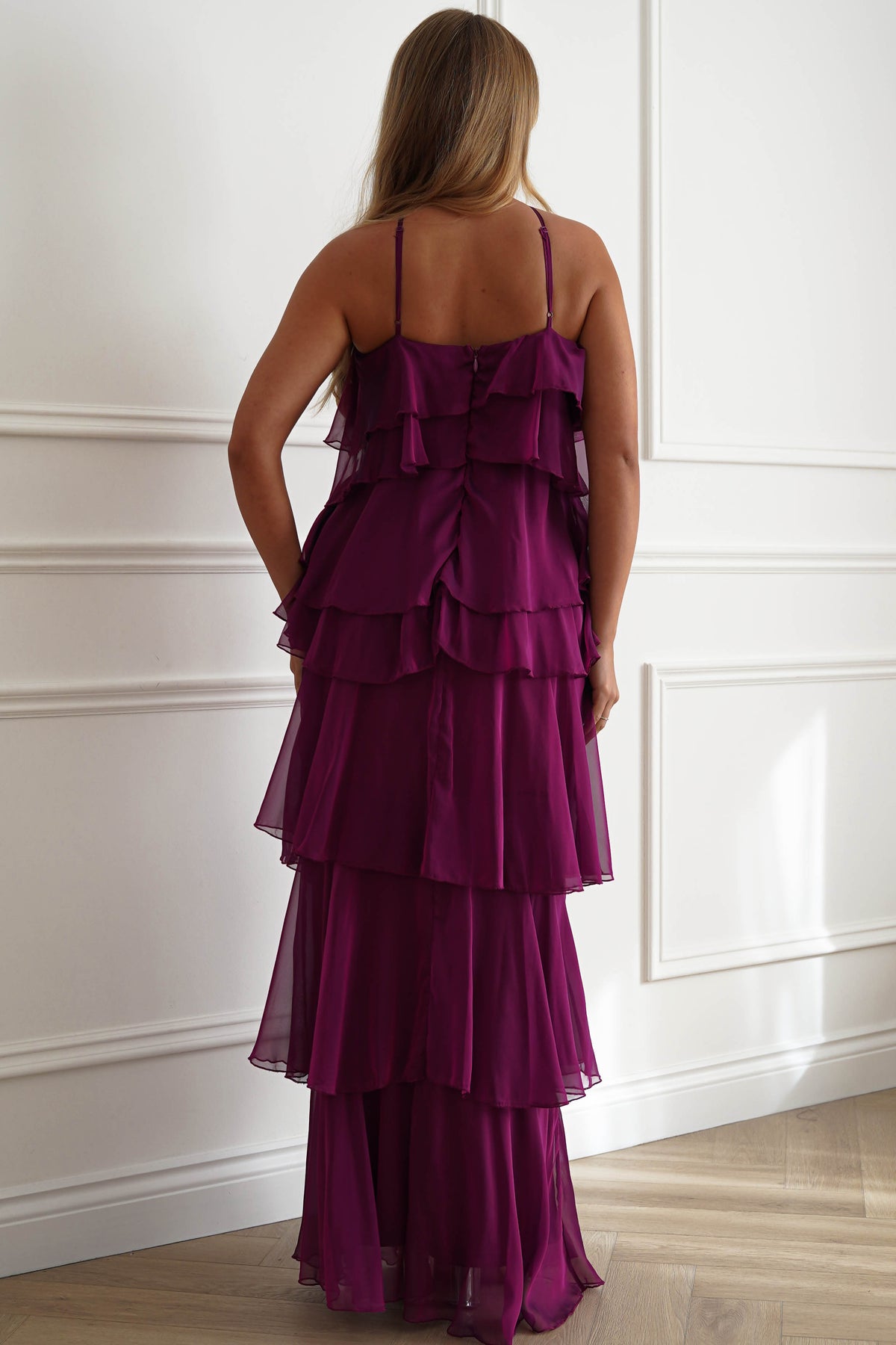 Oh Hello Clothing Women > Clothing > Dresses Liora Soft Ruffle Maxi Dress | Plum
