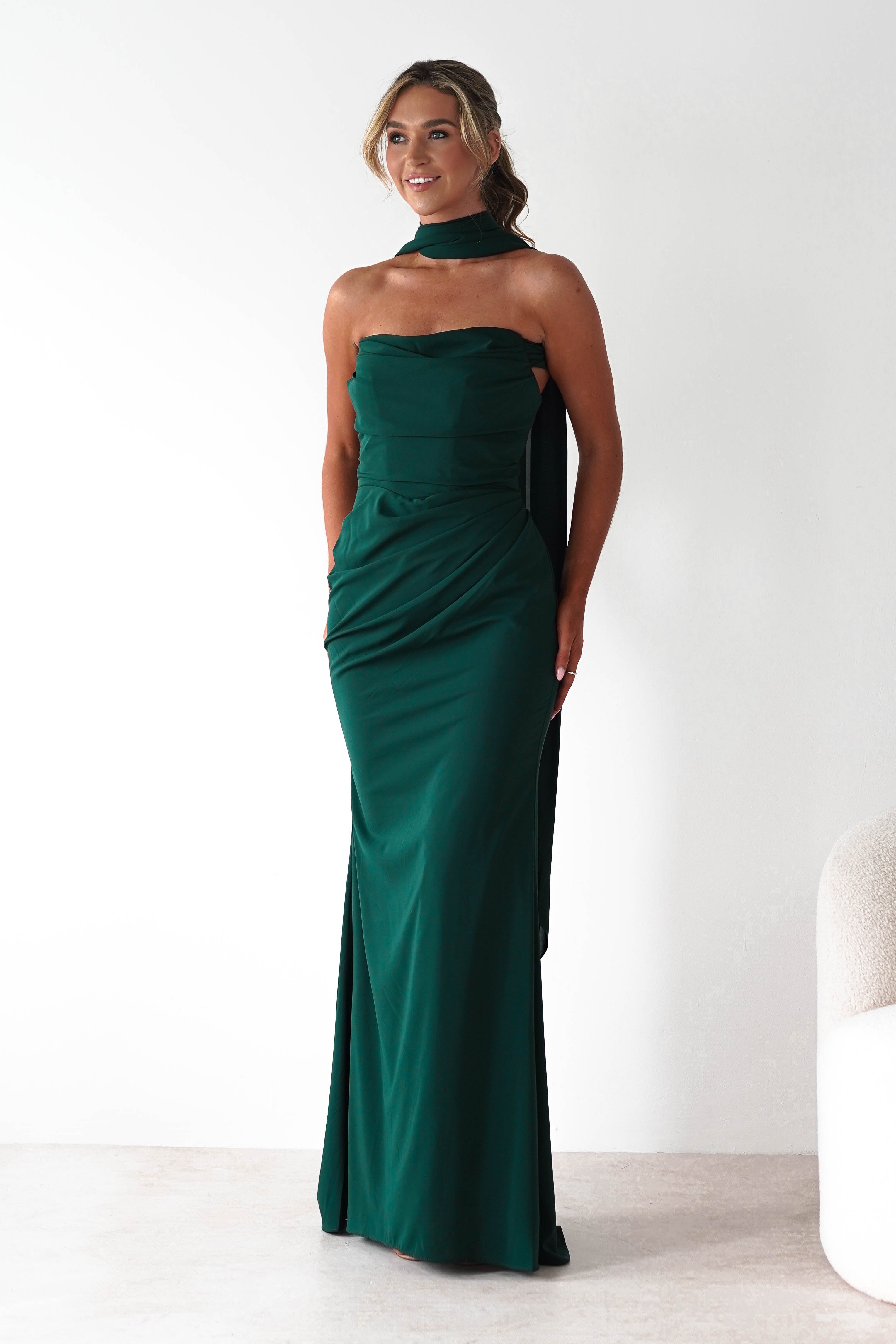 Lisa Multiway Chiffon Gown | Hunter Green | Debs & Prom | Formal Gown | Oh Hello Clothing