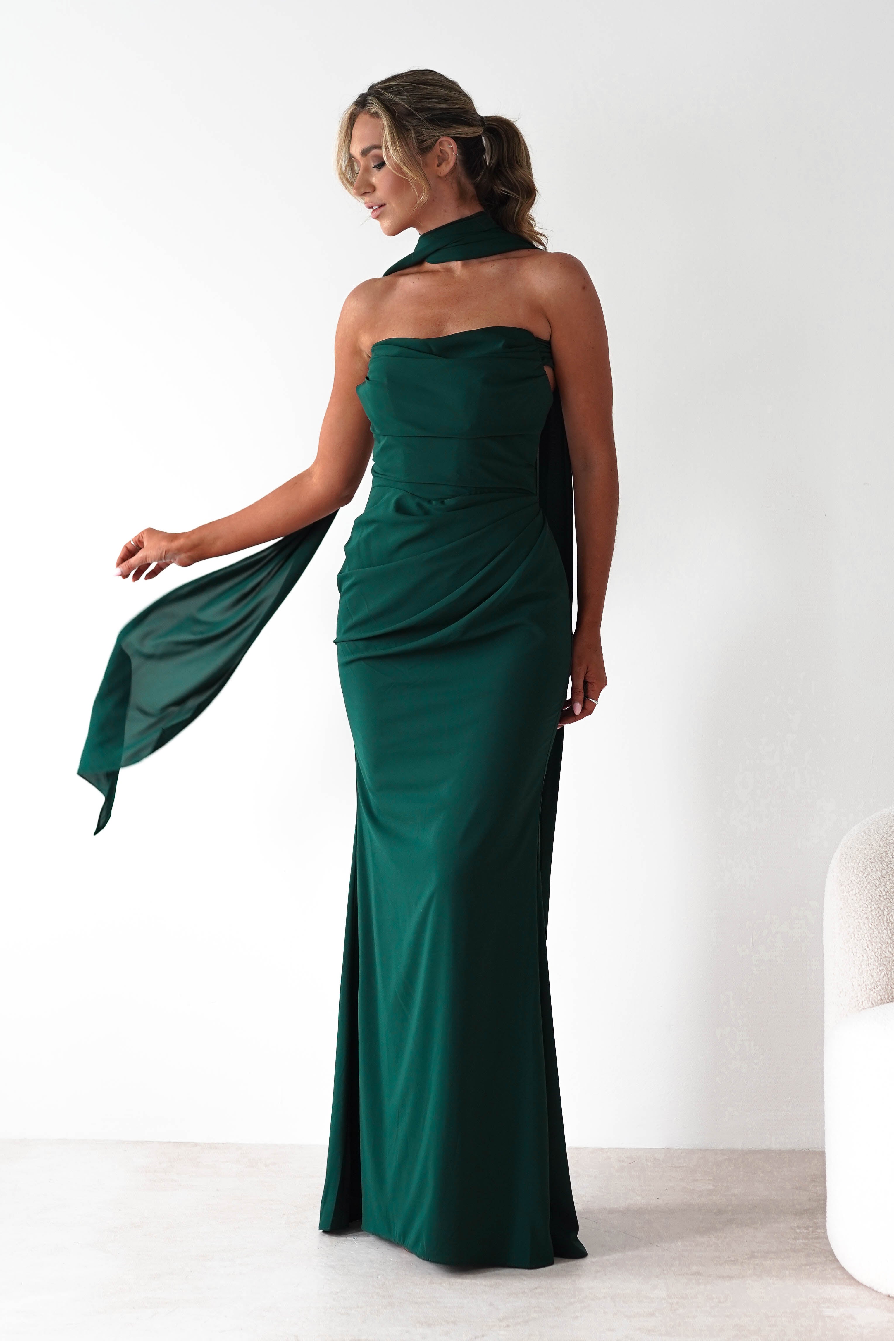 Lisa Multiway Chiffon Gown | Hunter Green | Debs & Prom | Formal Gown | Oh Hello Clothing