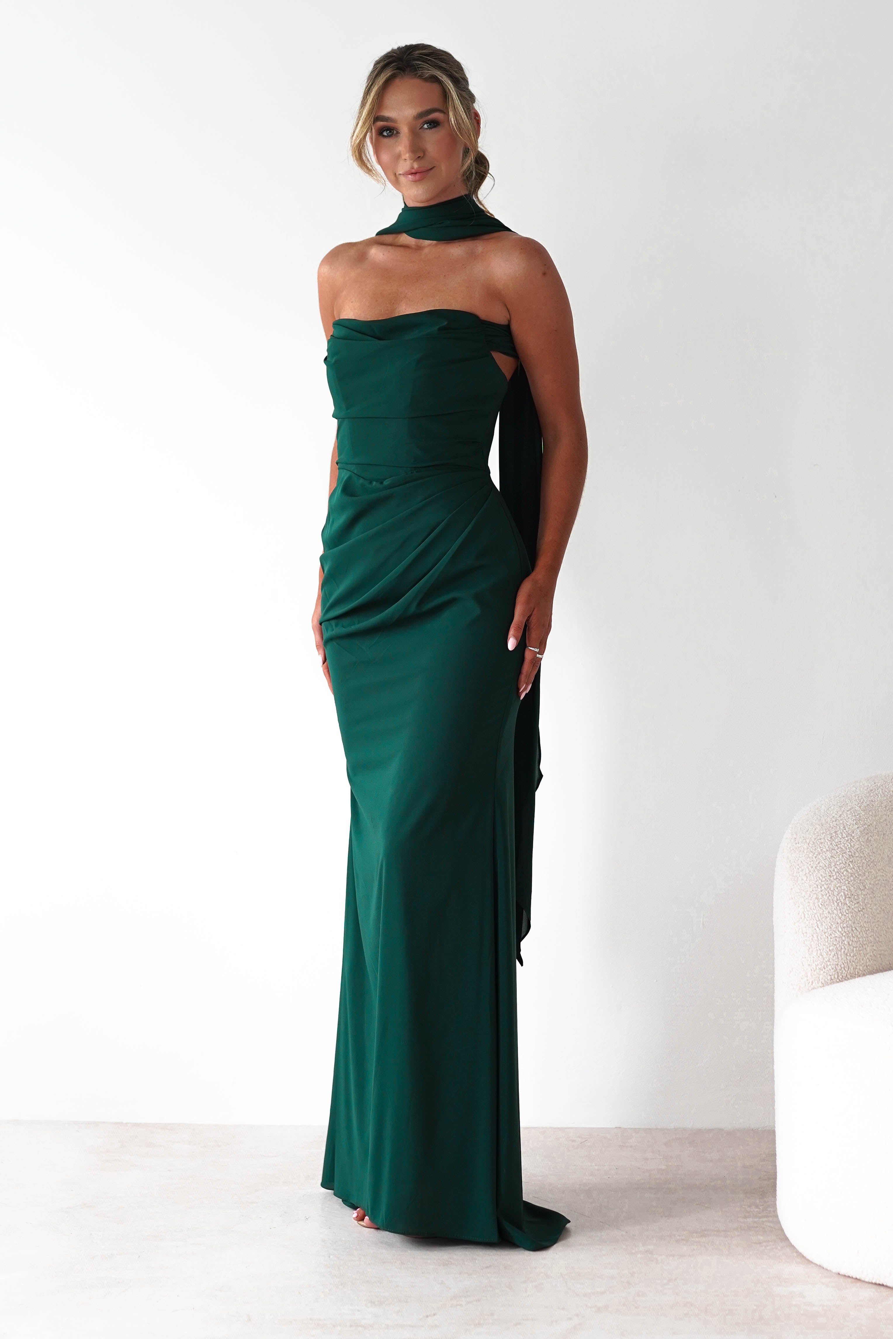 Lisa Multiway Chiffon Gown | Hunter Green | Debs & Prom | Formal Gown | Oh Hello Clothing