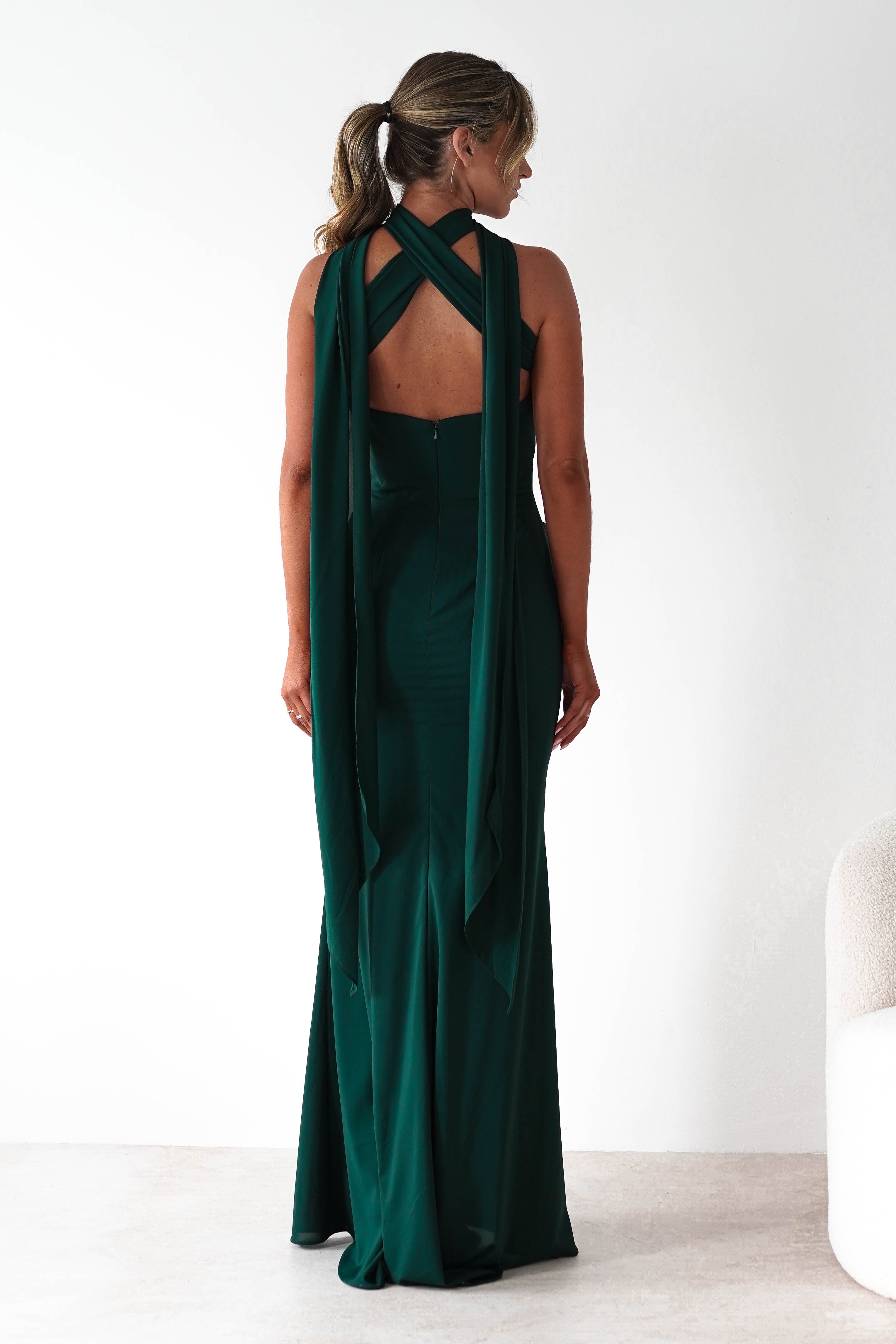Lisa Multiway Chiffon Gown | Hunter Green | Debs & Prom | Formal Gown | Oh Hello Clothing