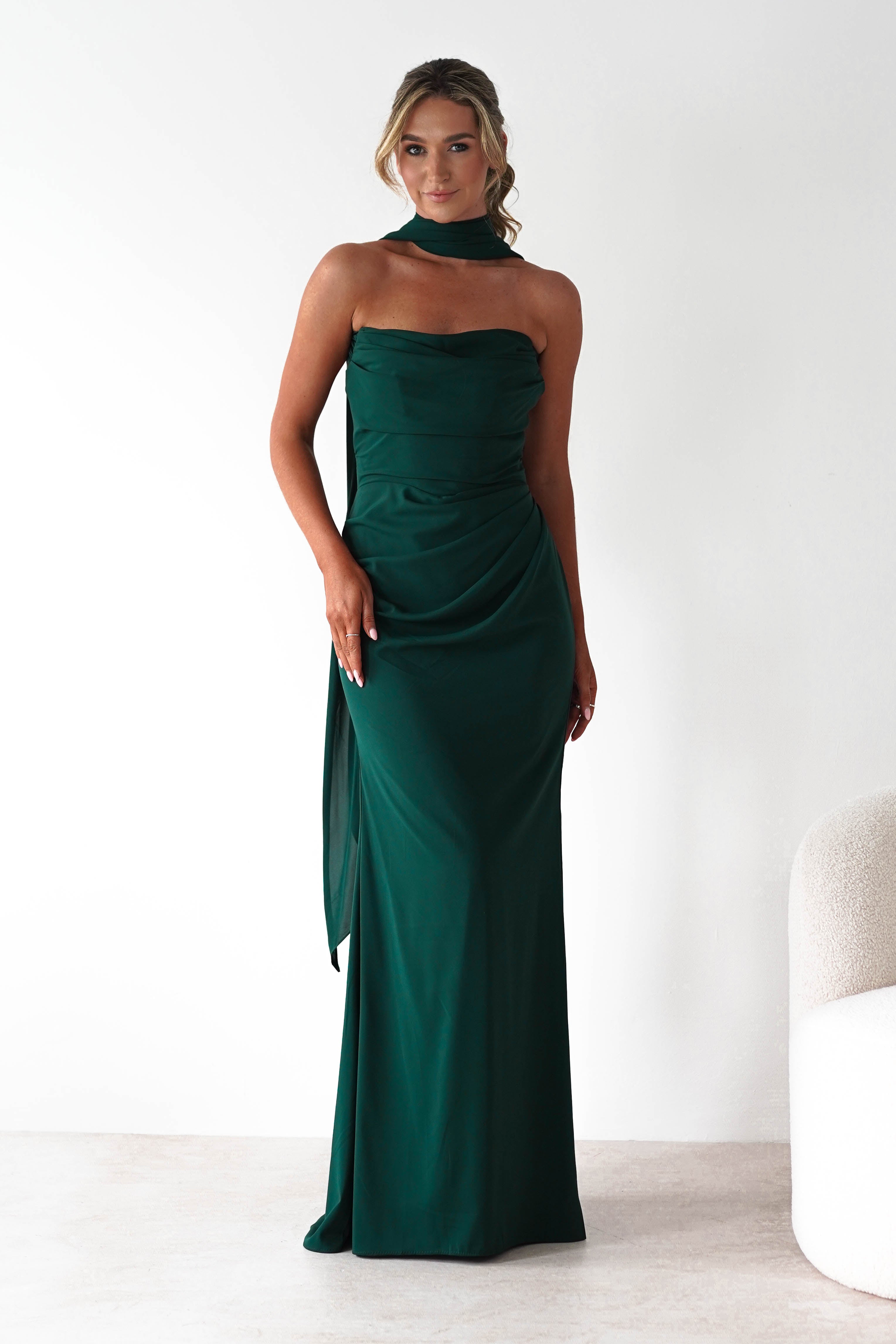 Lisa Multiway Chiffon Gown | Hunter Green | Debs & Prom | Formal Gown | Oh Hello Clothing