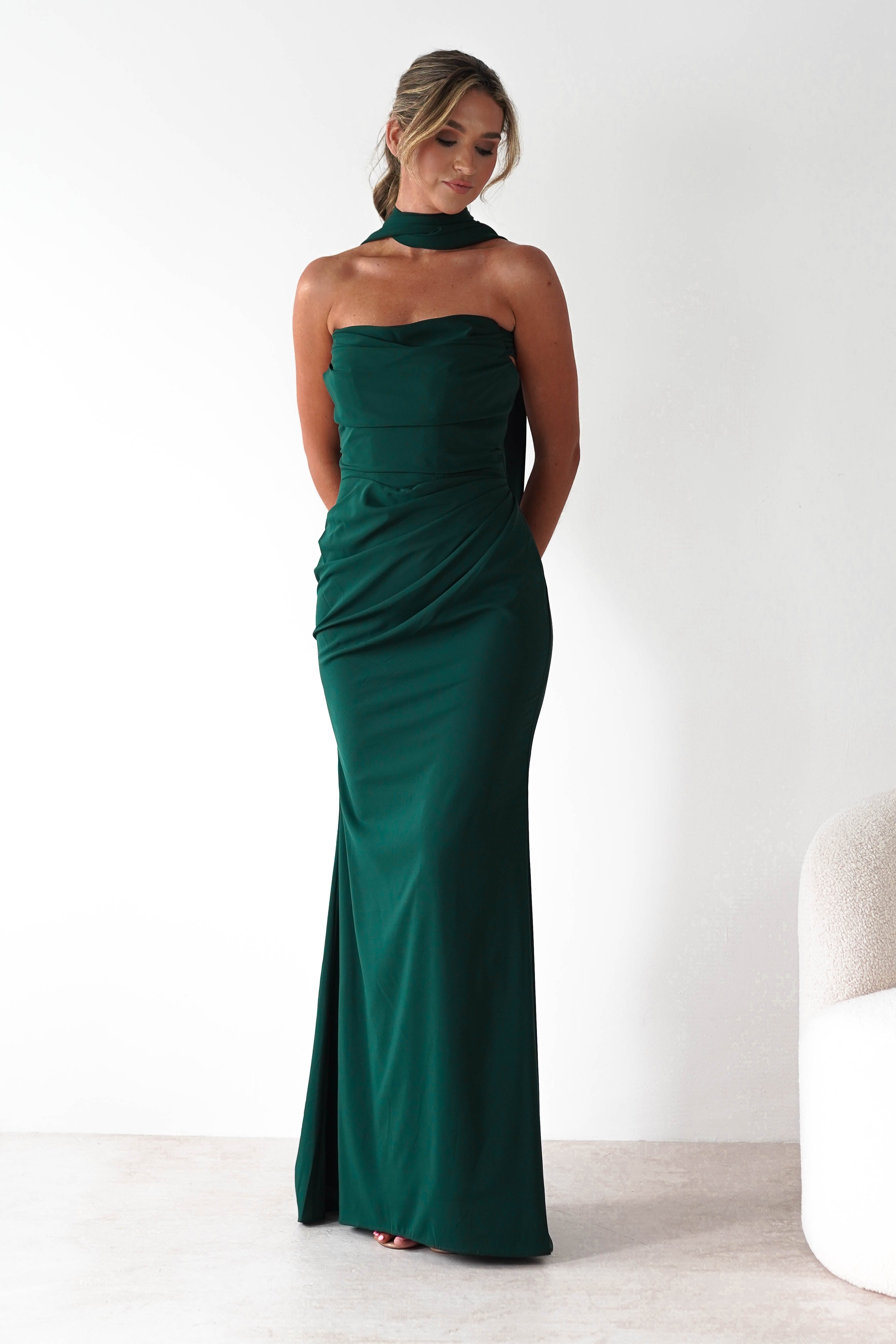 Lisa Multiway Chiffon Gown | Hunter Green | Debs & Prom | Formal Gown | Oh Hello Clothing