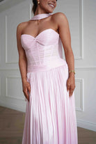 Oh Hello Clothing Dresses > Prom Dresses Longoria Pleated Luminescent Maxi Gown | Pink