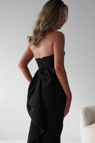 Louisiana Pearl Bow Strapless Dress Black | Wedding Guest Dress | Oh Hello Clothing