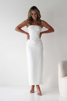 Louisiana Pearl Bow Strapless Dress | White | Graduation | Bride To Be Hen Dress | Oh Hello Clothing