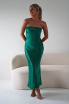 Lucia Green Satin Slip Midi Dress | Oh Hello Clothing | Oh Hello Clothing