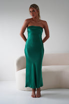 Lucia Green Satin Slip Midi Dress | Oh Hello Clothing | Oh Hello Clothing