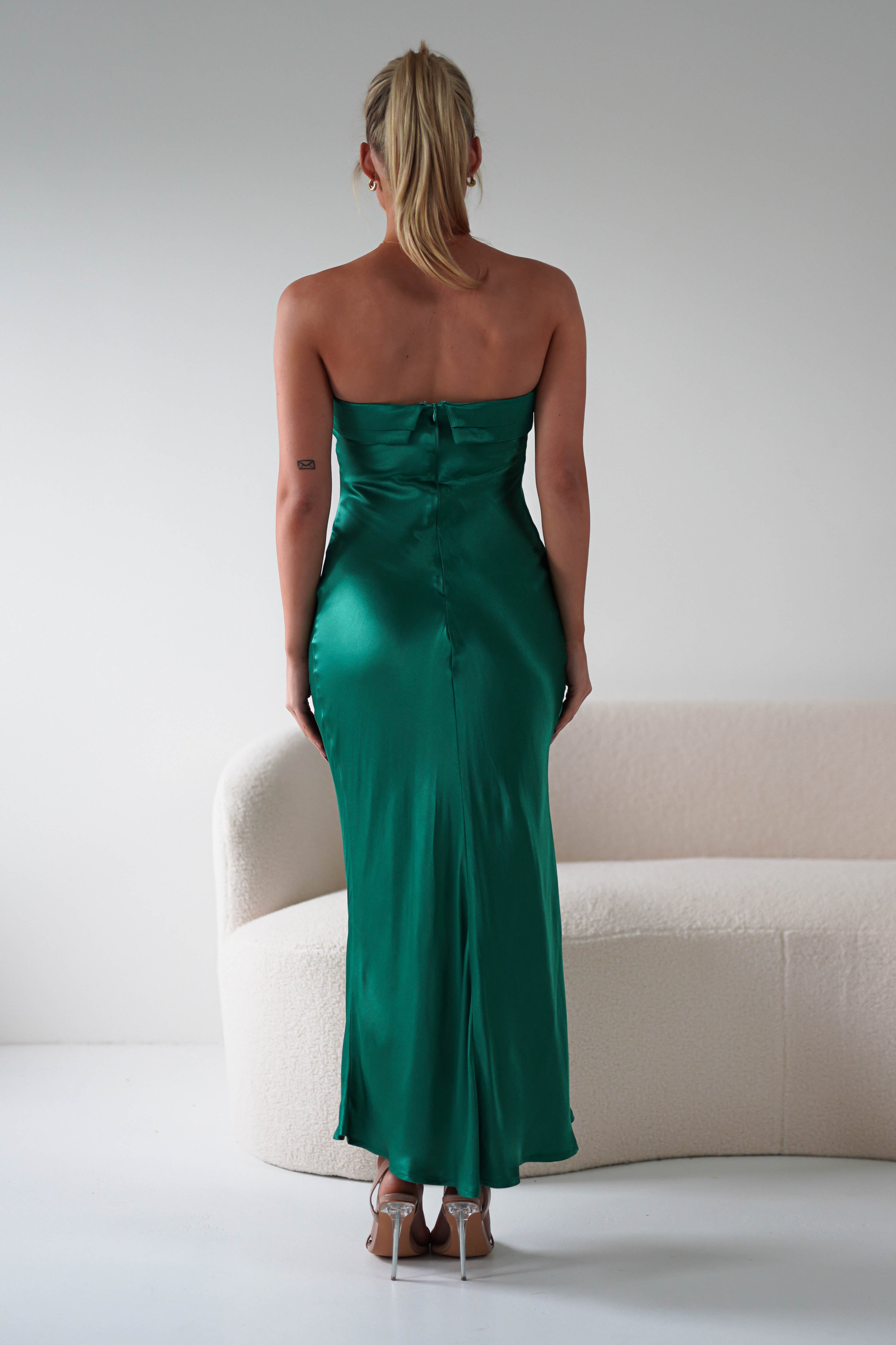 Lucia Green Satin Slip Midi Dress | Oh Hello Clothing | Oh Hello Clothing
