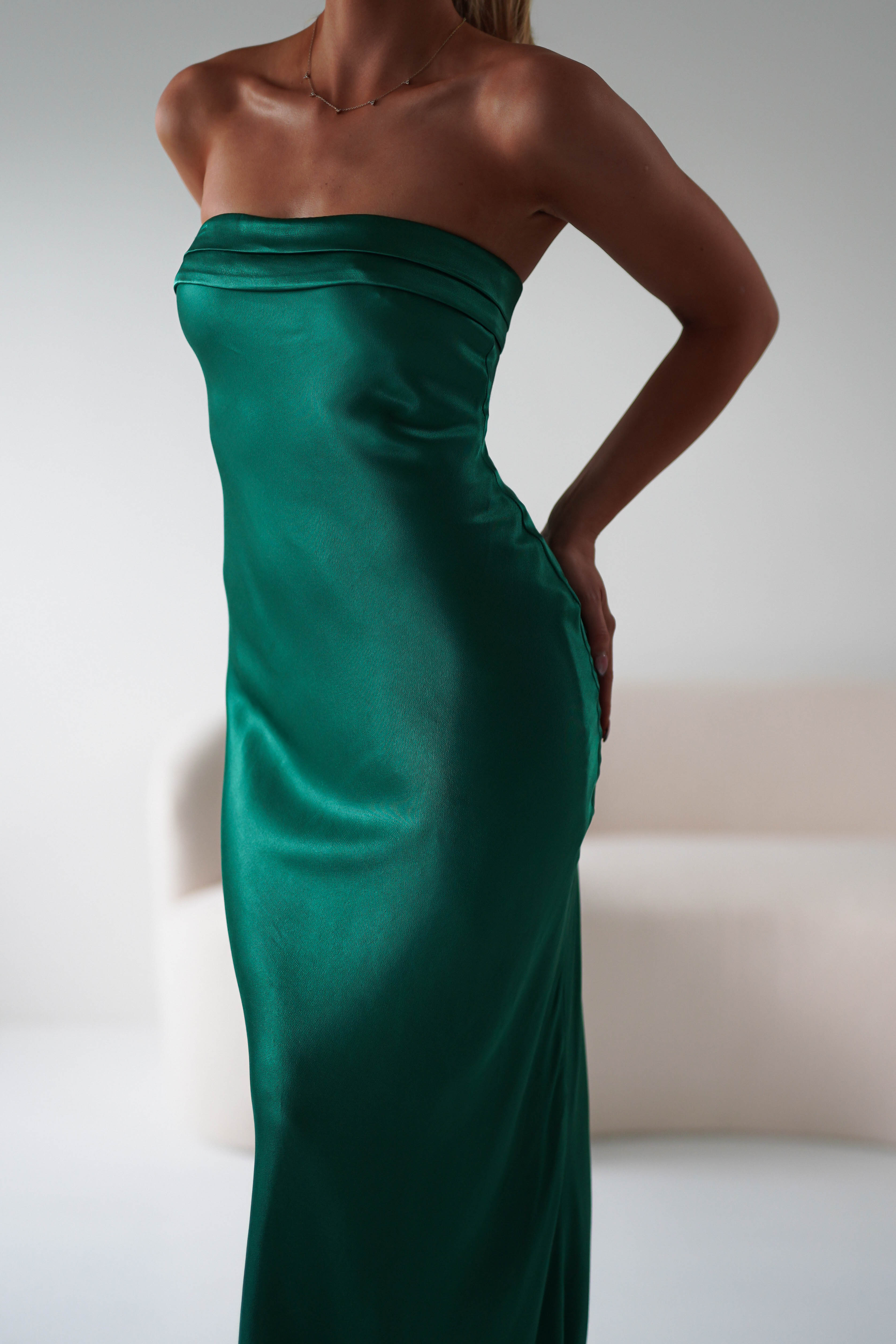 Lucia Green Satin Slip Midi Dress | Oh Hello Clothing | Oh Hello Clothing