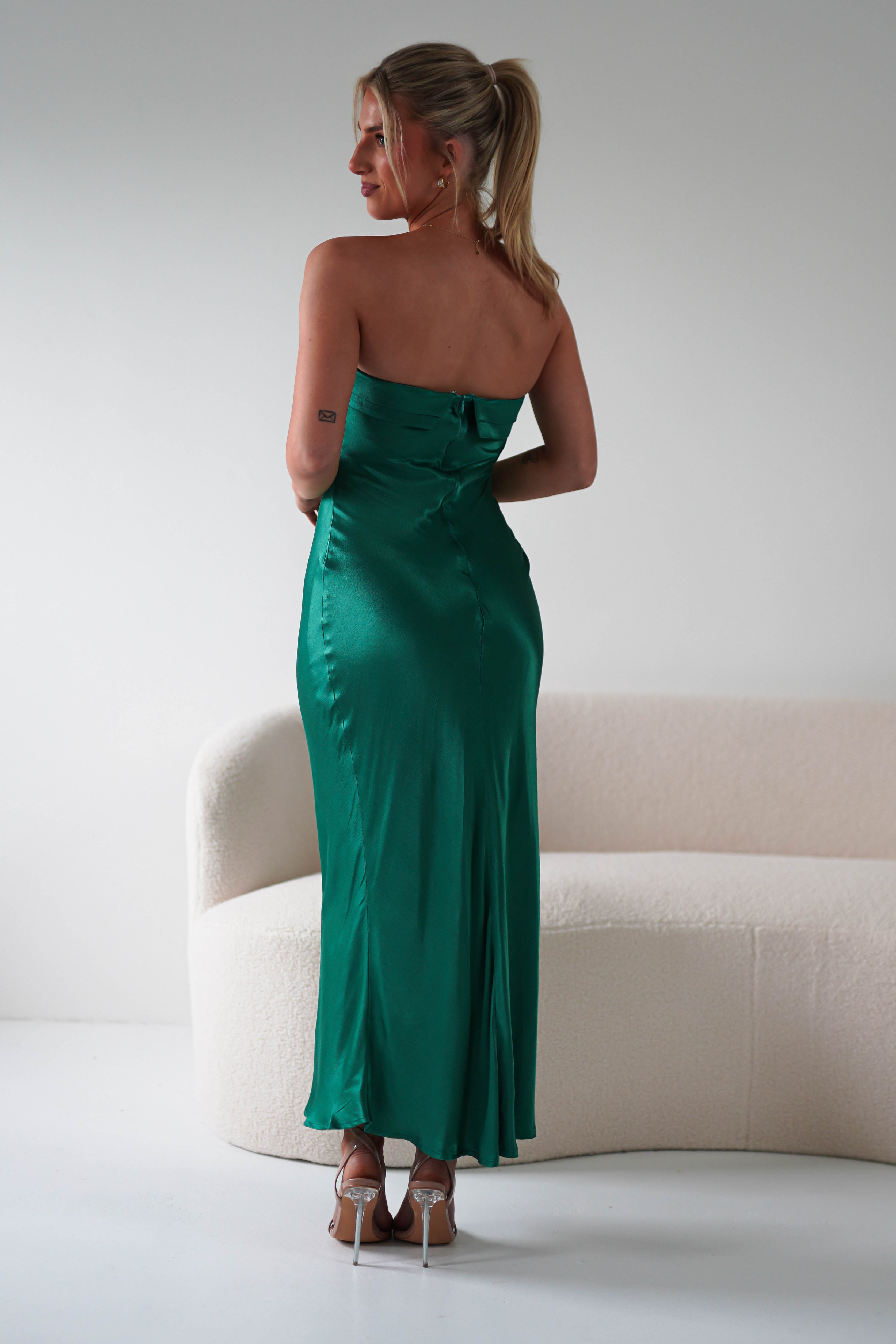 Lucia Green Satin Slip Midi Dress | Oh Hello Clothing | Oh Hello Clothing