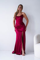 Oh Hello Clothing Dresses > Prom Dresses Lucienne Satin Strapless Maxi Dress | Deep Red