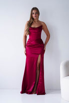 Oh Hello Clothing Dresses > Prom Dresses Lucienne Satin Strapless Maxi Dress | Deep Red