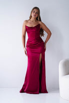 Oh Hello Clothing Dresses > Prom Dresses Lucienne Satin Strapless Maxi Dress | Deep Red