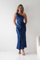 Lutana Soft Satin Maxi Dress | Dark Blue | Graduation | Oh Hello Clothing