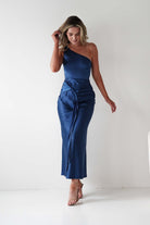 Lutana Soft Satin Maxi Dress | Dark Blue | Graduation | Oh Hello Clothing