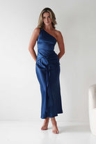 Lutana Soft Satin Maxi Dress | Dark Blue | Graduation | Oh Hello Clothing