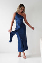Lutana Soft Satin Maxi Dress | Dark Blue | Graduation | Oh Hello Clothing