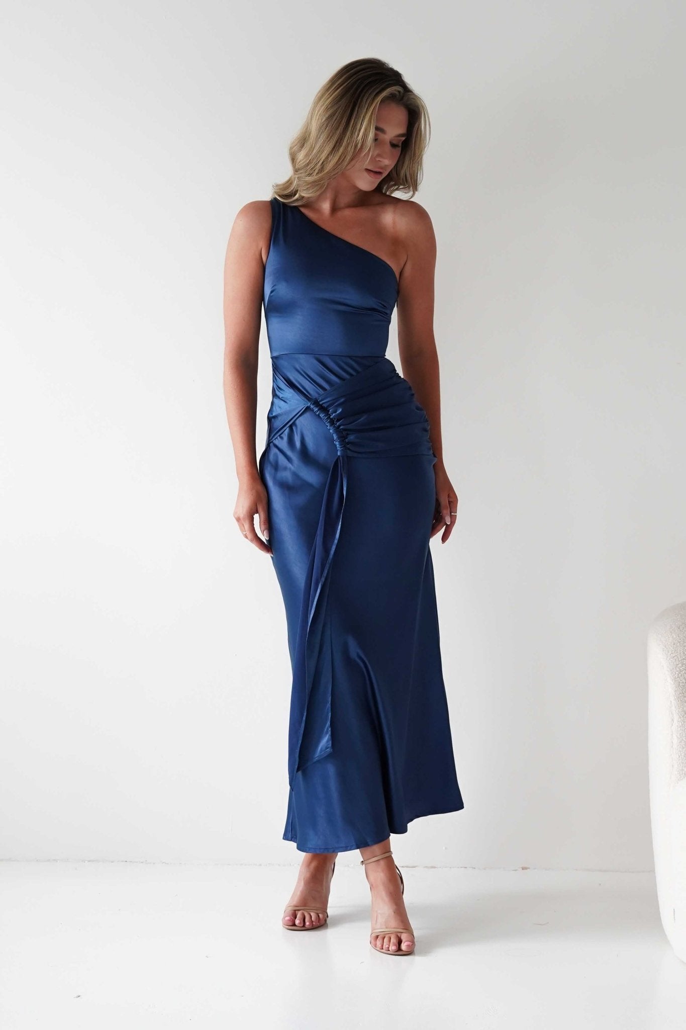 Lutana Soft Satin Maxi Dress | Dark Blue | Graduation | Oh Hello Clothing