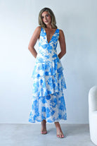 Lyla Floral Ruffle Midaxi Dress Blue/White | Wedding Guest Dress | Oh Hello Clothing