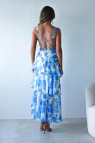 Lyla Floral Ruffle Midaxi Dress Blue/White | Wedding Guest Dress | Oh Hello Clothing