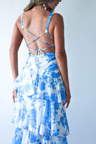 Lyla Floral Ruffle Midaxi Dress Blue/White | Wedding Guest Dress | Oh Hello Clothing