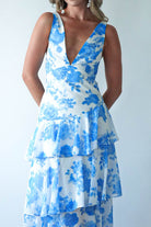 Lyla Floral Ruffle Midaxi Dress Blue/White | Wedding Guest Dress | Oh Hello Clothing