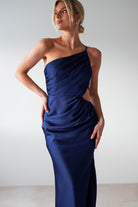 Lyra Soft Matte Satin Maxi Dress Navy | Wedding Guest Dress | Maxi | Satin | Oh Hello Clothing