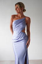 Lyra Soft Matte Satin Maxi Dress Periwinkle Blue | Wedding Guest Dress | Maxi | Satin | Oh Hello Clothing