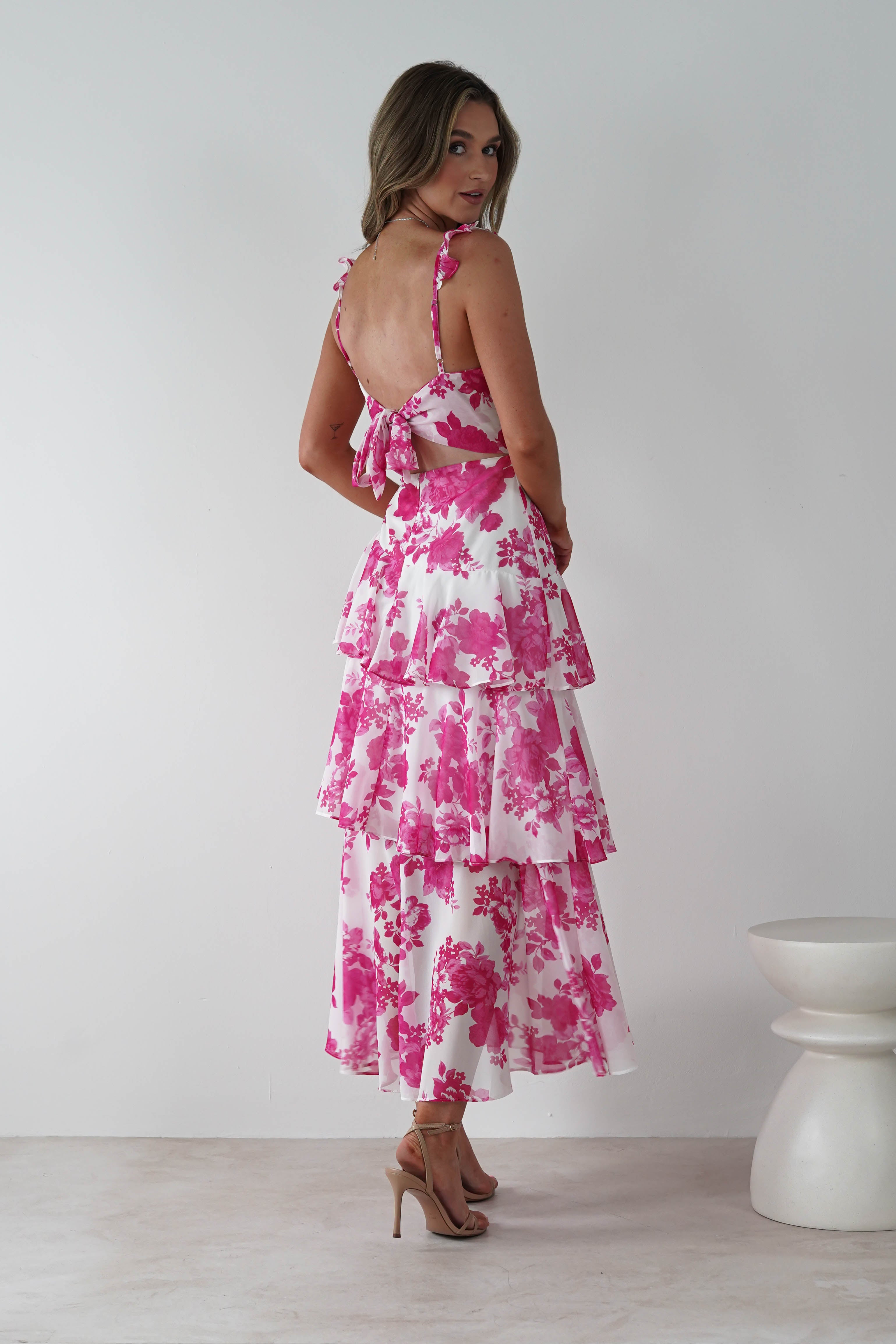 Madrid Ruffle Floral Maxi Dress Pink | Wedding Guest Dress | Maxi | Oh Hello Clothing