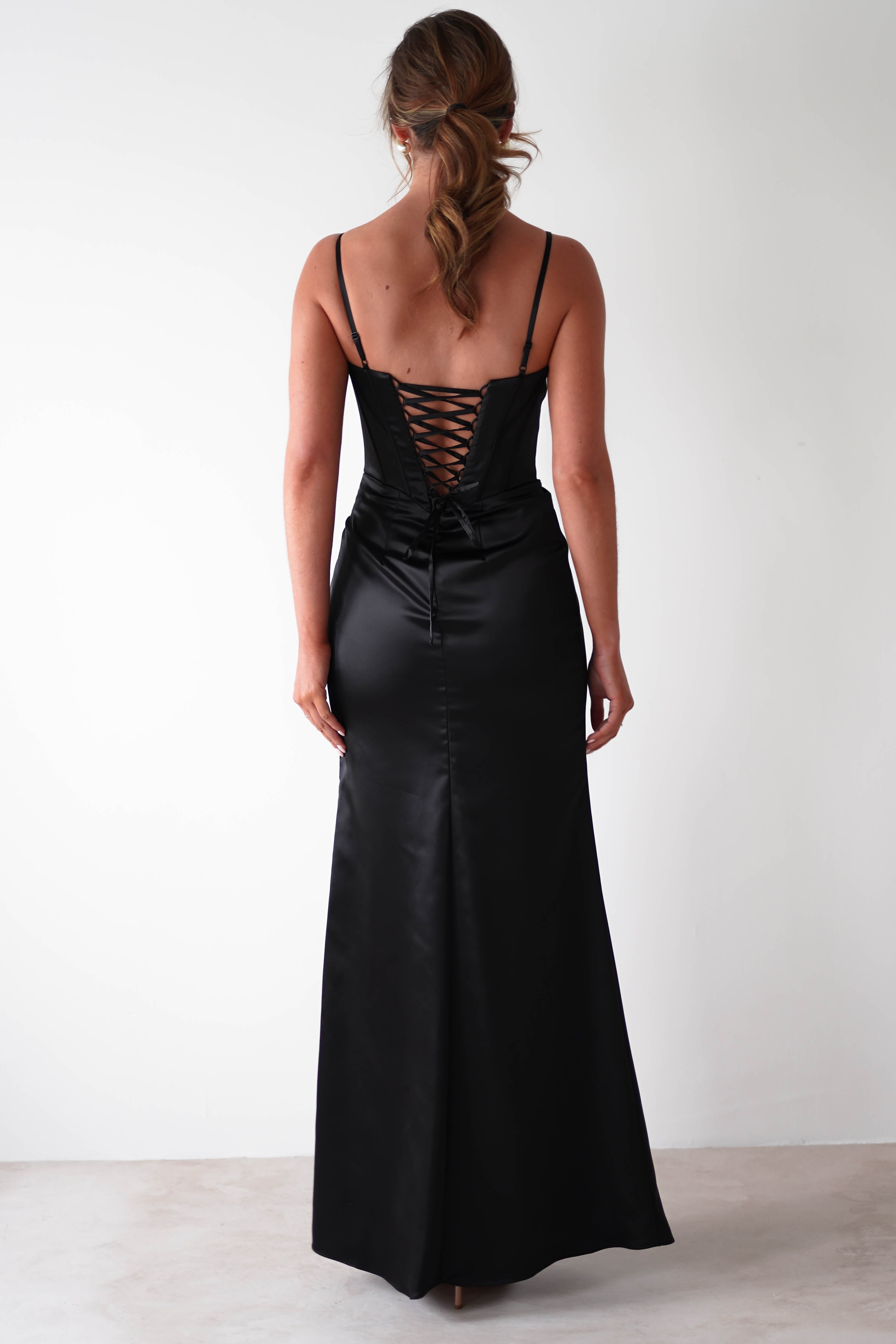cinderella On Sale Maja Satin Corset Gown | Black