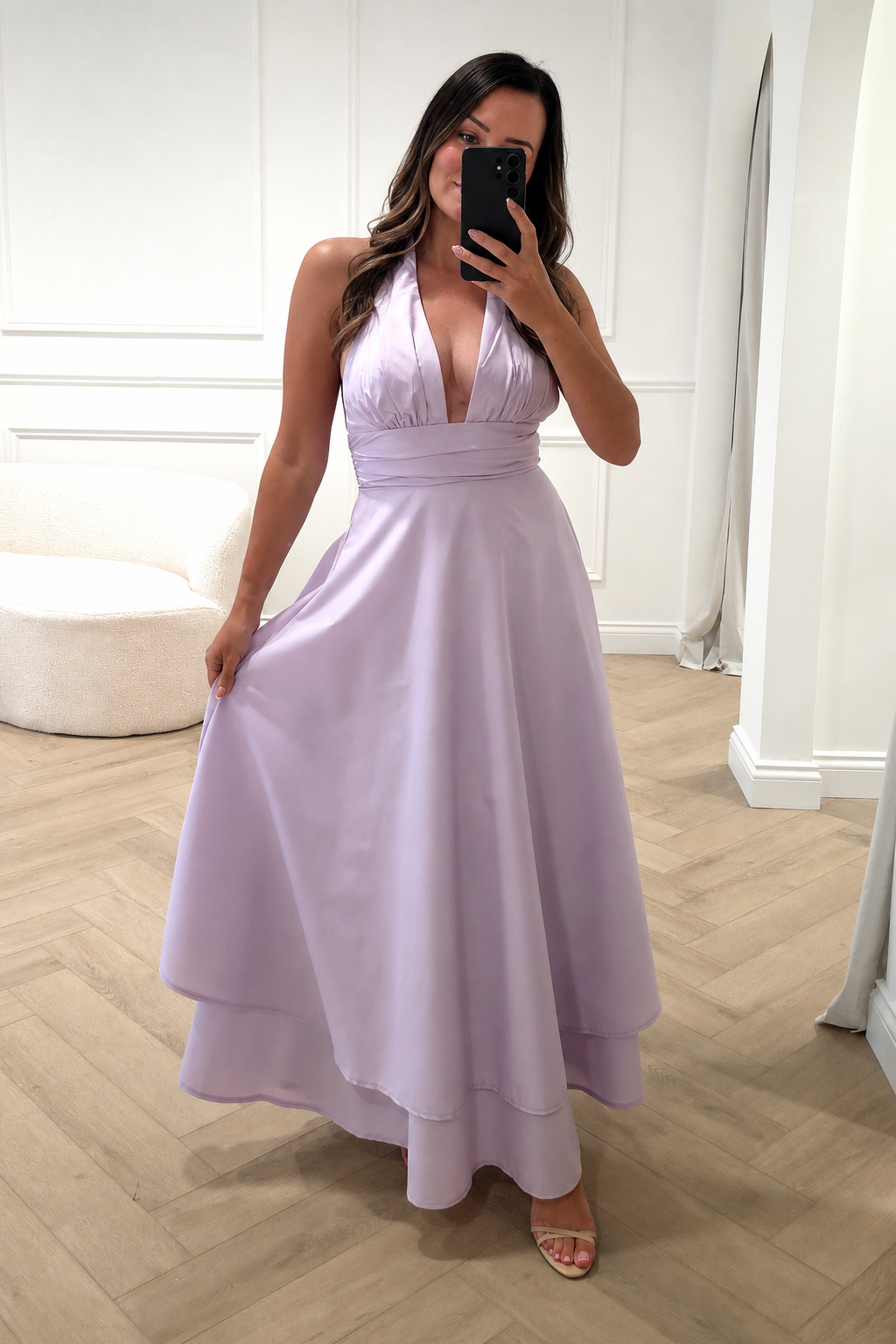 Oh Hello Clothing Women > Clothing > Dresses Makaila Halterneck Chiffon Midaxi Dress | Lilac