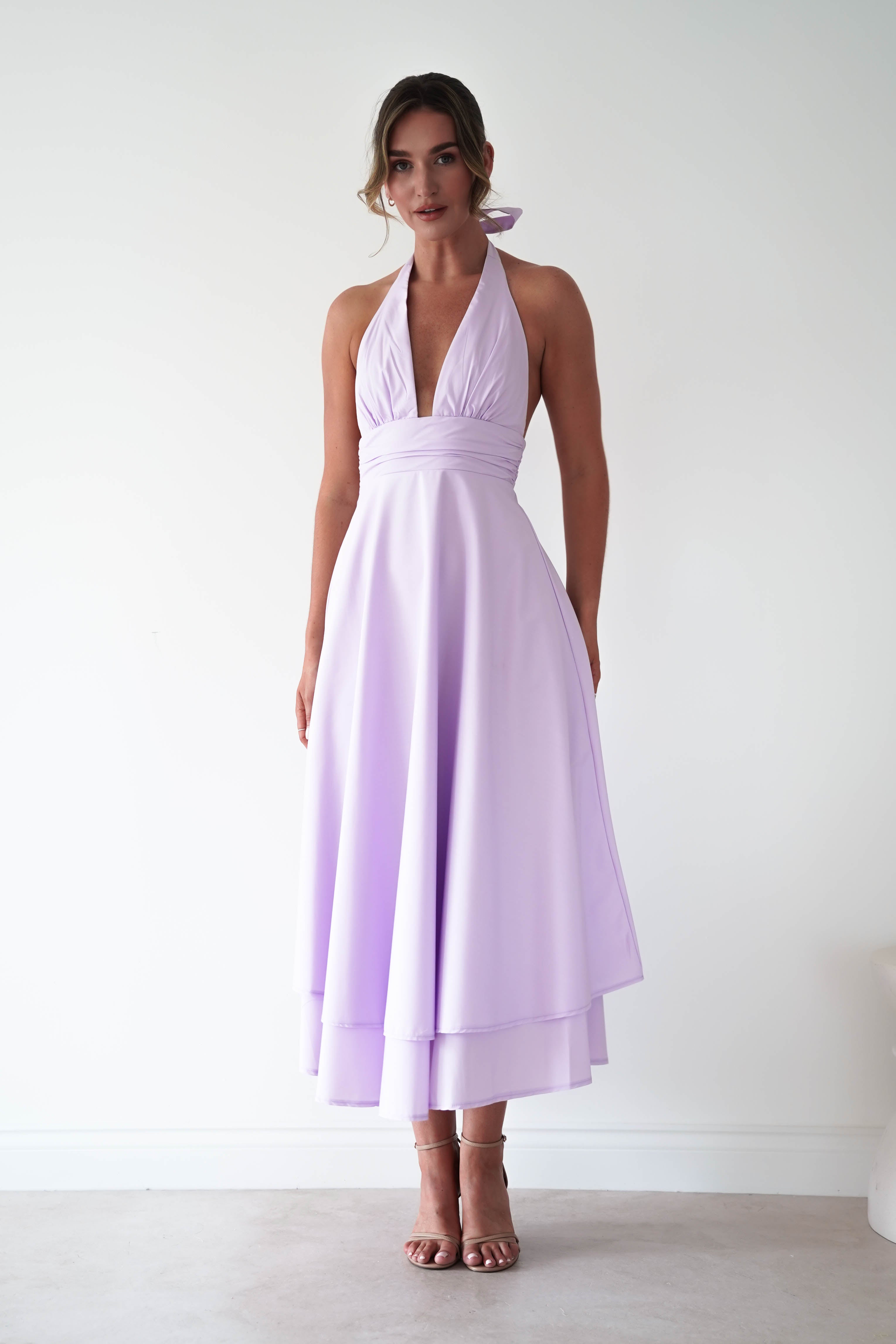 Oh Hello Clothing Women > Clothing > Dresses Makaila Halterneck Chiffon Midaxi Dress | Lilac