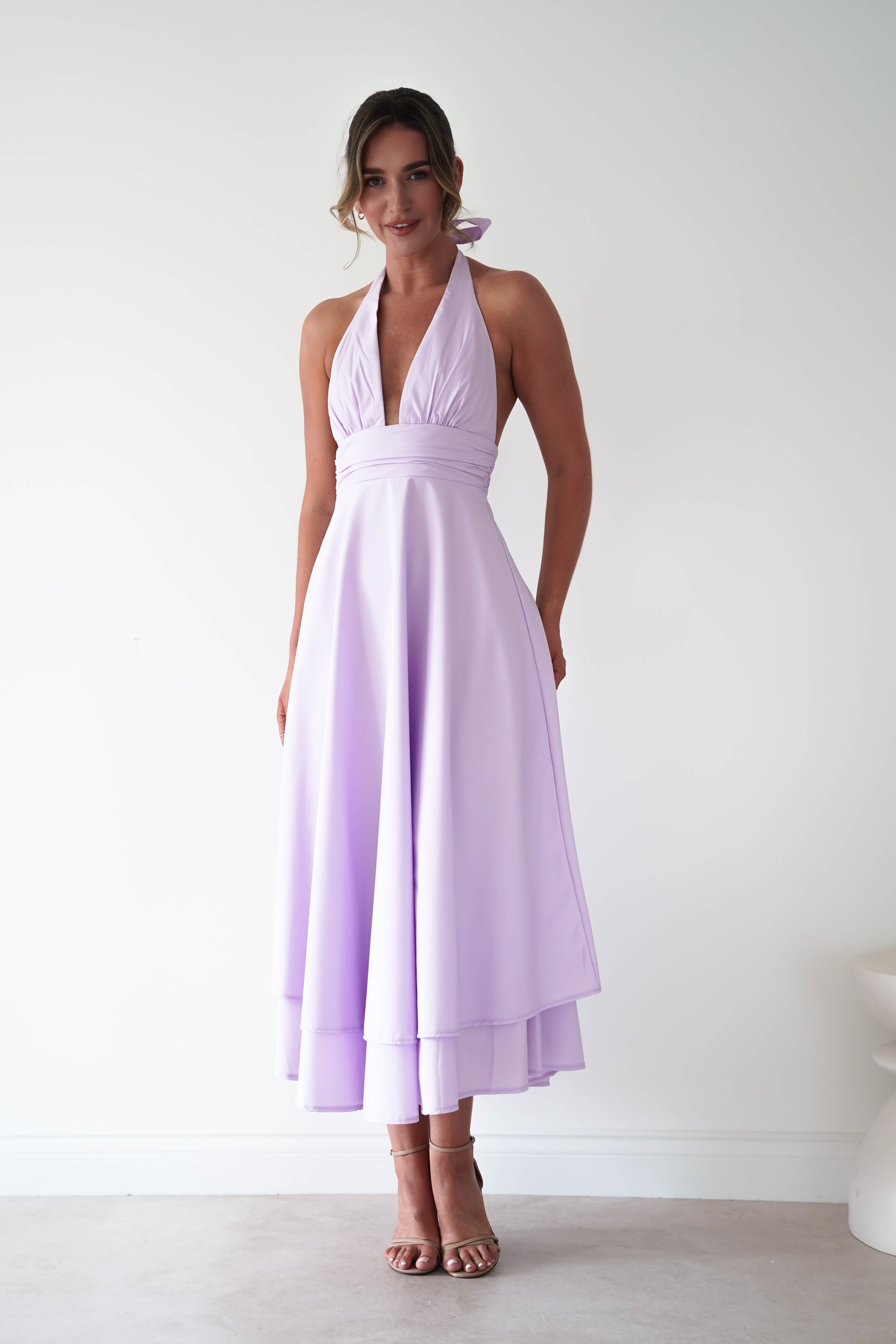 Oh Hello Clothing Women > Clothing > Dresses Makaila Halterneck Chiffon Midaxi Dress | Lilac