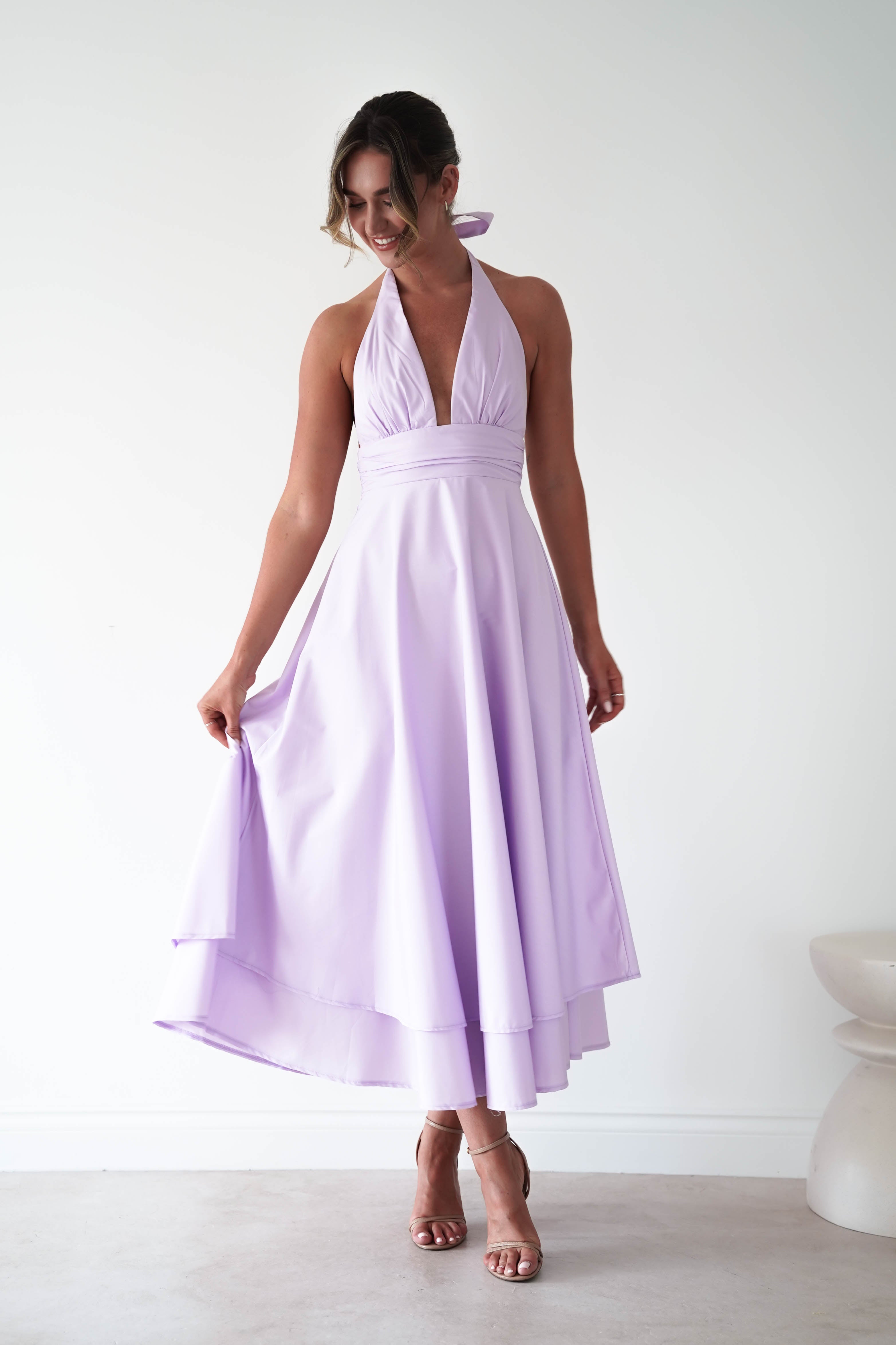 Oh Hello Clothing Women > Clothing > Dresses Makaila Halterneck Chiffon Midaxi Dress | Lilac