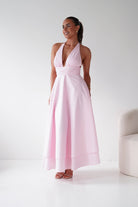 Oh Hello Clothing Women > Clothing > Dresses Makaila Halterneck Chiffon Midaxi Dress | Pink
