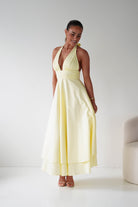 Oh Hello Clothing Women > Clothing > Dresses Makaila Halterneck Chiffon Midaxi Dress | Yellow