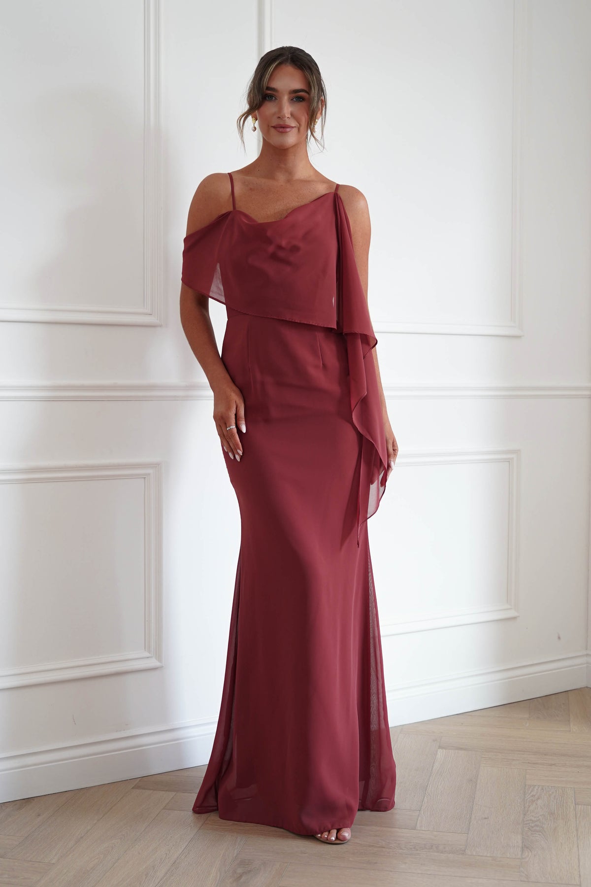 Oh Hello Clothing Women > Clothing > Dresses * MANIJU | MF23378 | Sienna One Shoulder Chiffon Maxi Dress