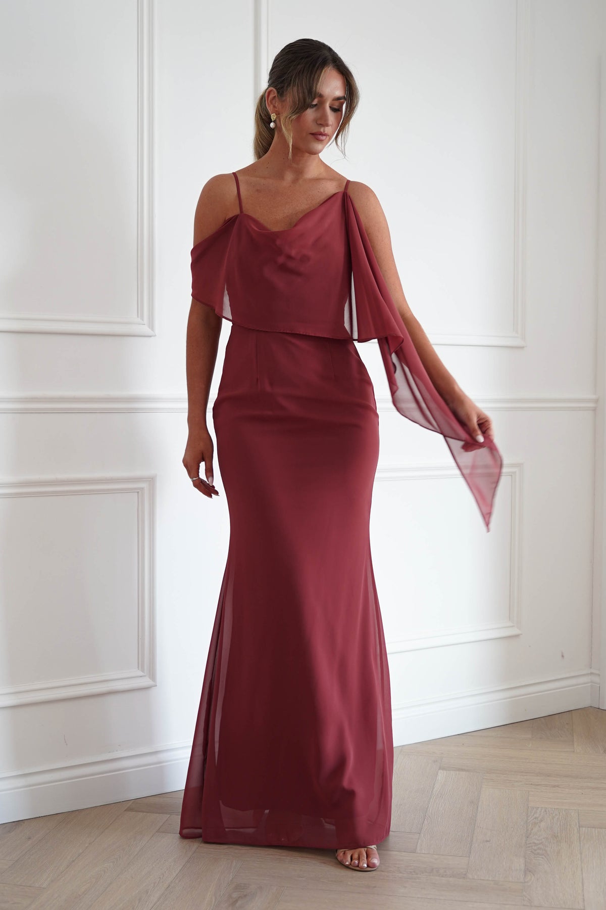Oh Hello Clothing Women > Clothing > Dresses * MANIJU | MF23378 | Sienna One Shoulder Chiffon Maxi Dress